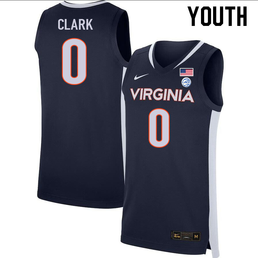 Youth #0 Kihei Clark Virginia Cavaliers College 2022-23 Stitched Basketball Jerseys Sale-Navy
